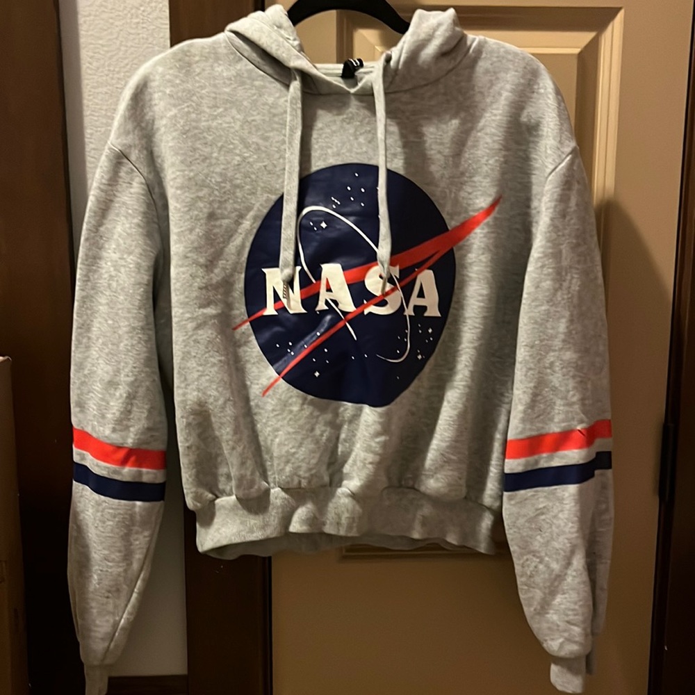 Gray NASA hoodie, cropped